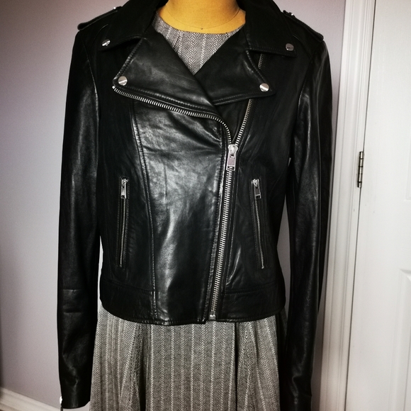 Dark Navy Lamarque Leather Jacket - Picture 7 of 12